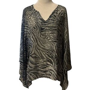 Zebra Print V-Neck Poncho Top